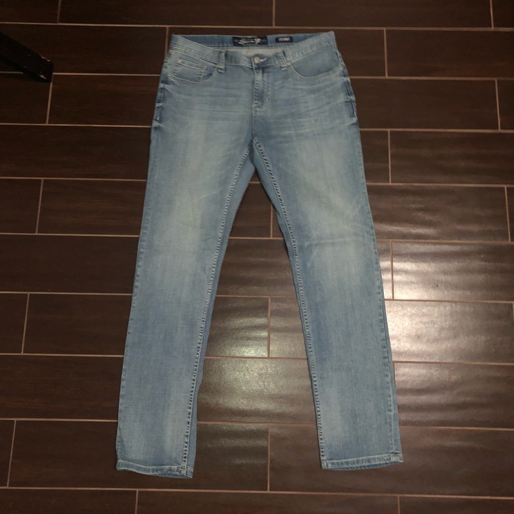 Mens Skinny Fit Seven Light Blue Denim Jeans 34x34